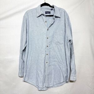 Vintage American Blue Mens 100% Cotton Button LS Pinstripe Shirt USA - L